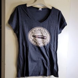 Super soft v-neck cigar city brewing t-shirt. Size small.  Heather blue